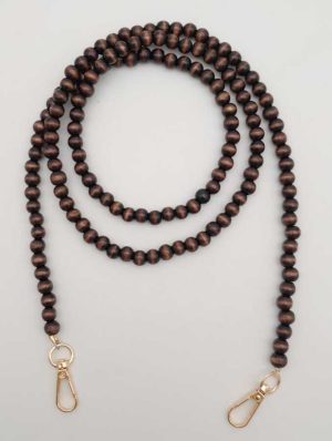 Koyu Renk Ahşap Boncuklu Çanta Sapı