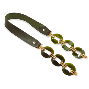 Deri Boncuk Detaylı Çanta Sapı (1Adet) - Haki