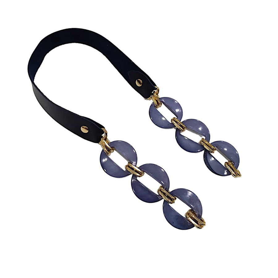 Deri Boncuk Detaylı Çanta Sapı (1Adet) – Lacivert