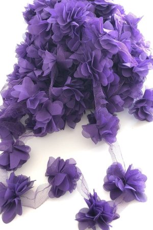 Mor Lazer Kesim Şifon Tül Çiçek
