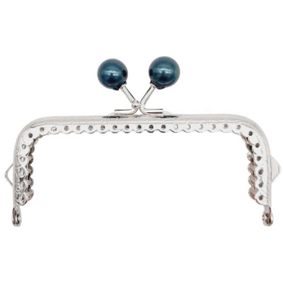 Gümüş Metal Koyu Lacivert Toplu Dikdörtgen (10,5cm)
