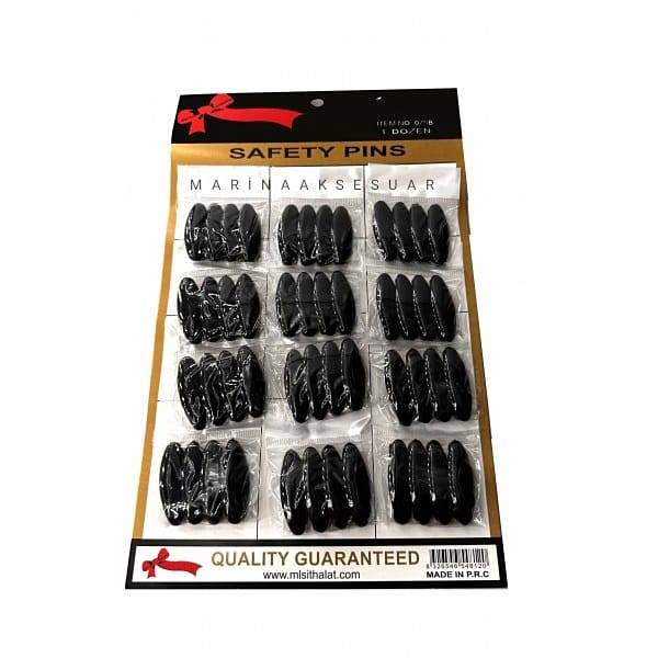Eşarp Şal İğnesi Oval Siyah Plastik Çengelli İğne