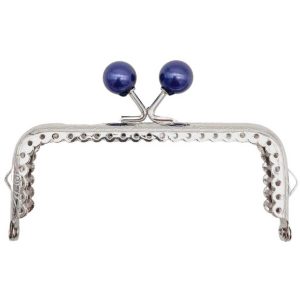 Gümüş Metal Lacivert Toplu Dikdörtgen Cüzdan Klipsi (10,5cm)