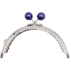 Gümüş Metal Lacivert Toplu Oval Cüzdan Klipsi (10,5cm)
