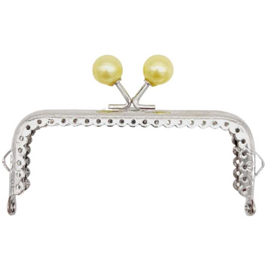 Gümüş Metal Sarı Toplu Dikdörtgen Cüzdan Klipsi (10,5cm)