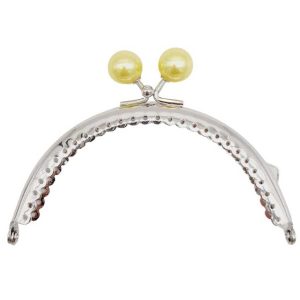 Gümüş Metal Sarı Toplu Oval Cüzdan Klipsi (10,5cm)