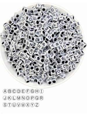 Beyaz Üzeri Siyah Küp Harf Boncuk