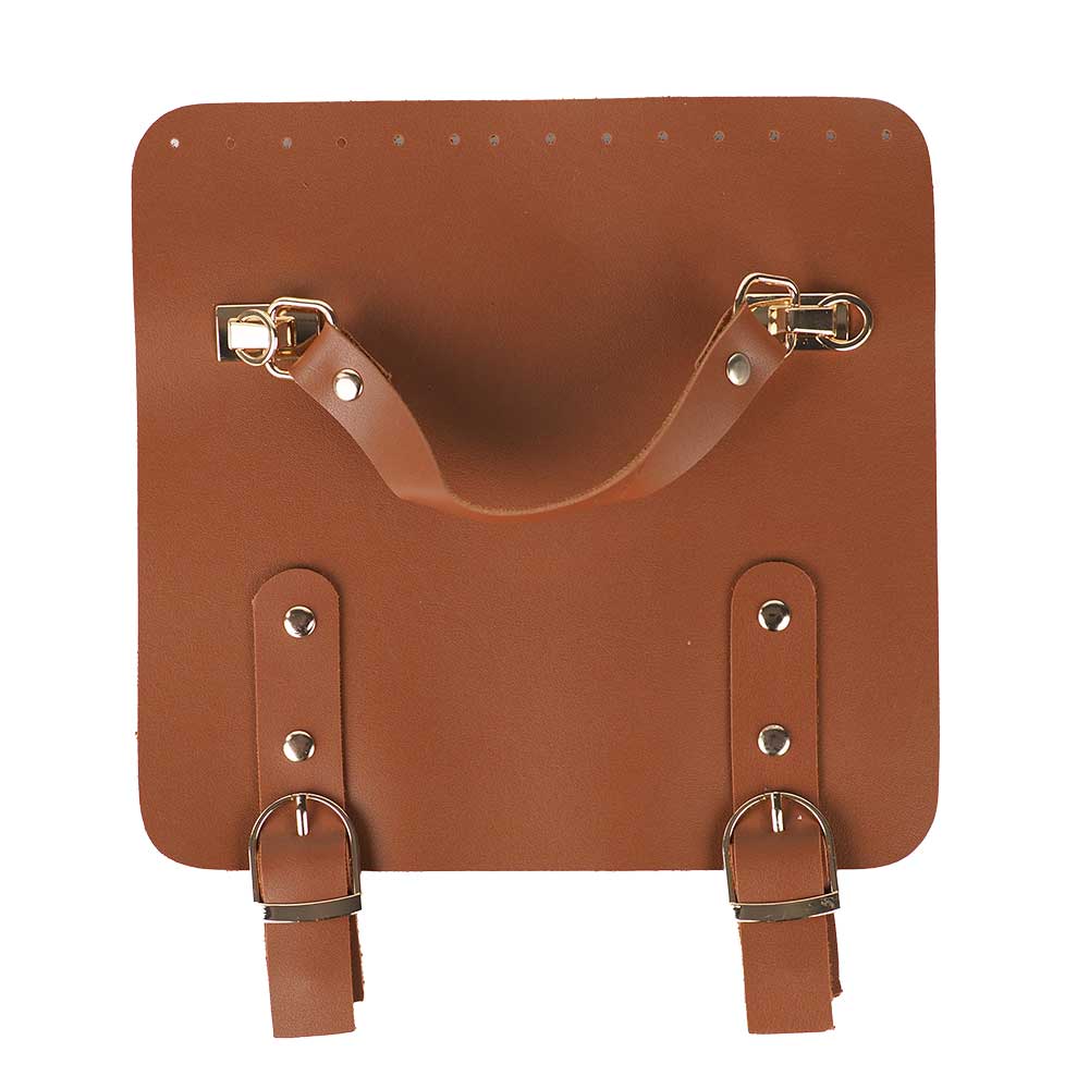 DERİ ÖRGÜ ÇANTA KAPAĞI ÇİFT TOKALI TABA