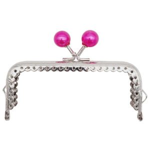 Gümüş Metal Fuşya Toplu Dikdörtgen Cüzdan Klipsi (10,5cm)