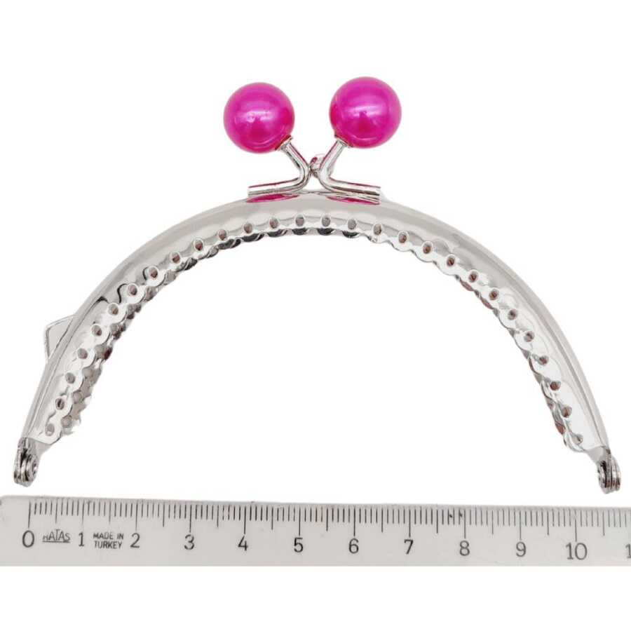 Gümüş Metal Fuşya Toplu Oval Cüzdan Klipsi (10,5cm) - Görsel 2