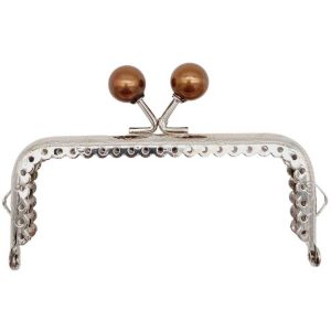 Gümüş Metal Kahverengi Toplu Dikdörtgen Cüzdan Klipsi (10,5cm)