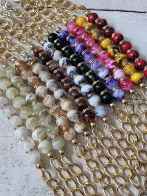 AKRİLİK BONCUKLU ÇANTA ASKISI( Mermer Desenli )