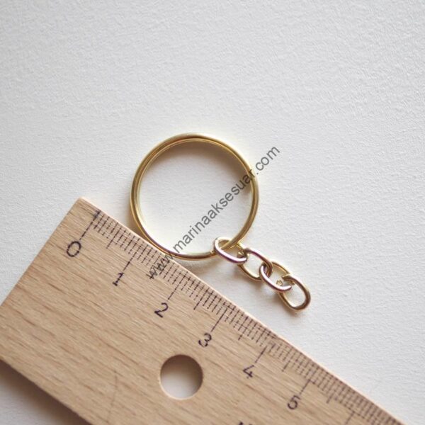 Anahtarlık Halkası Zincirli 24MM Gold(25 Adet)
