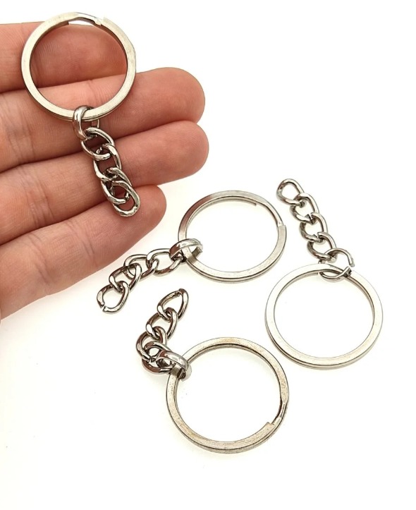 Yassı – Ezme Anahtarlık Halkası Gümüş (10ad)- 20 mm (İç Çap 2cm)