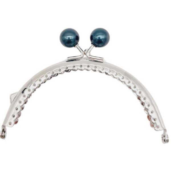 Gümüş Metal Koyu Lacivert Toplu Oval Cüzdan Klipsi (10,5cm)