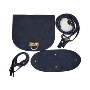 Oval Tabanlı Sırt Çantası Seti Suni Deri Gold Aparatlı 22x19CM