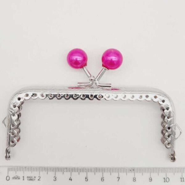 Gümüş Metal Fuşya Toplu Dikdörtgen Cüzdan Klipsi (10,5cm)